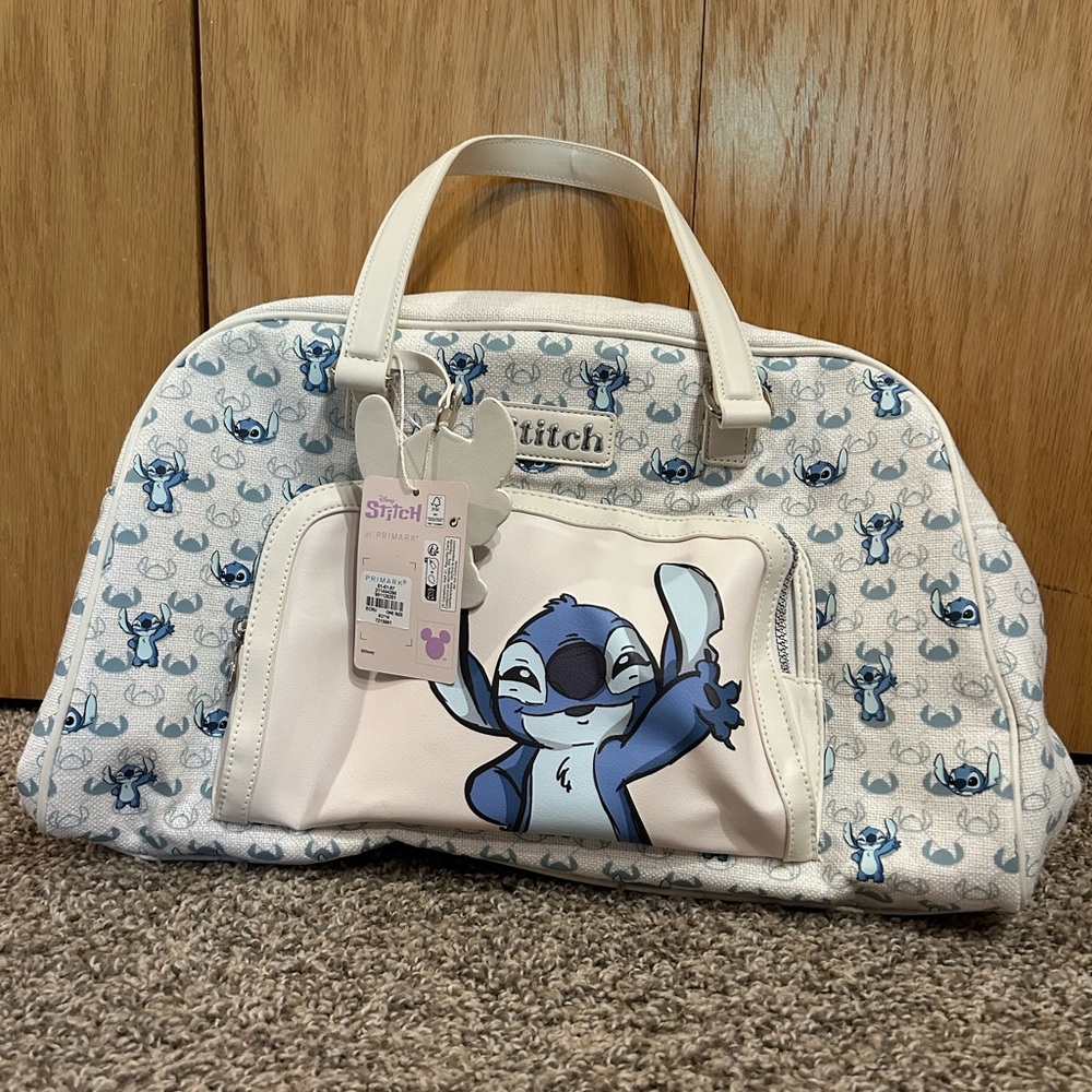 Stitch White and Blue Weekender Duffle Bag NWT